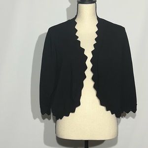 Retrology Womens Black Scalloped Edge Crop Sweater Shrug Cardigan -  1X